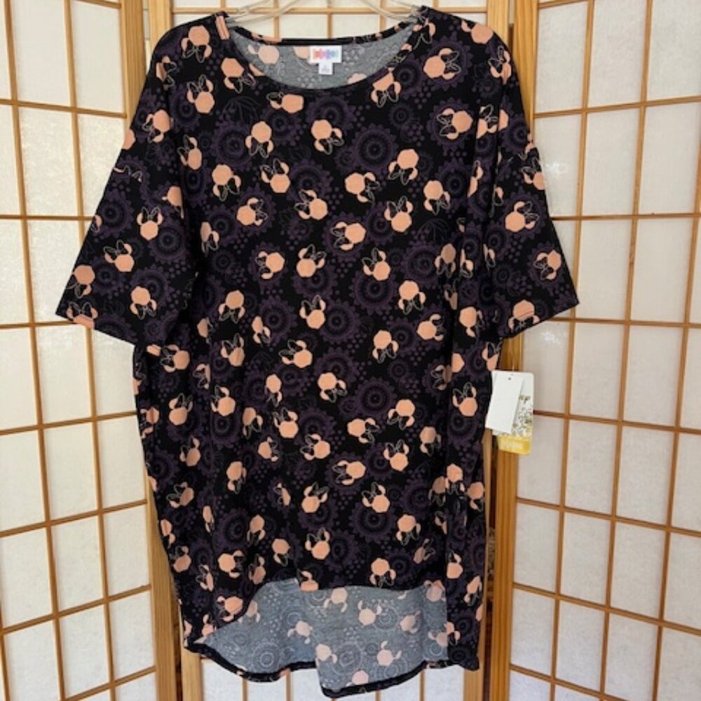 LuLaRoe Shirt. Irma. L. Disney. Black, Purple, Pink